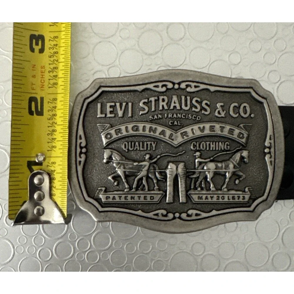 Levis Two Horse Brand Limited Edition Belt Size 44 Men’s Black Leather Workwear